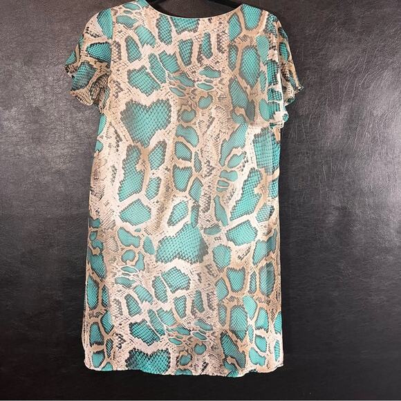 Peach‎ Love California Turquoise Snakeskin Print Dress Size Small - Picture 2 of 7